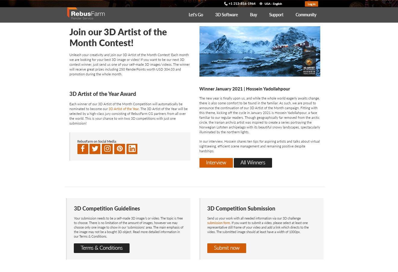 RebusFarm's 3D Artist of the Month site