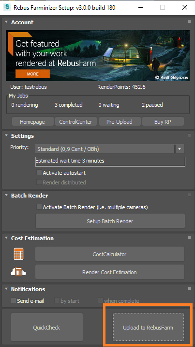 Rebus Farminizer setup window