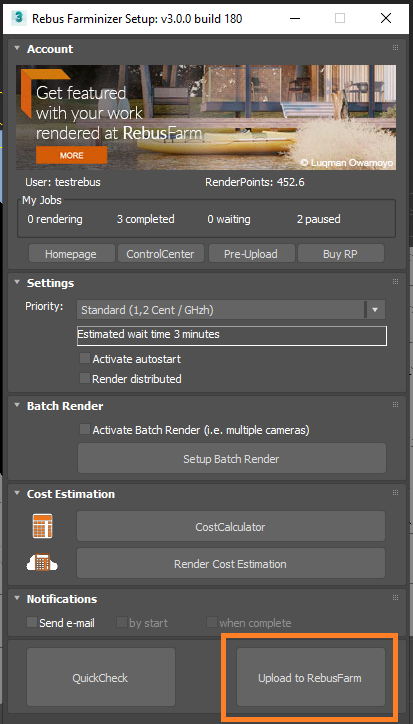 Rebus Farminizer setup window