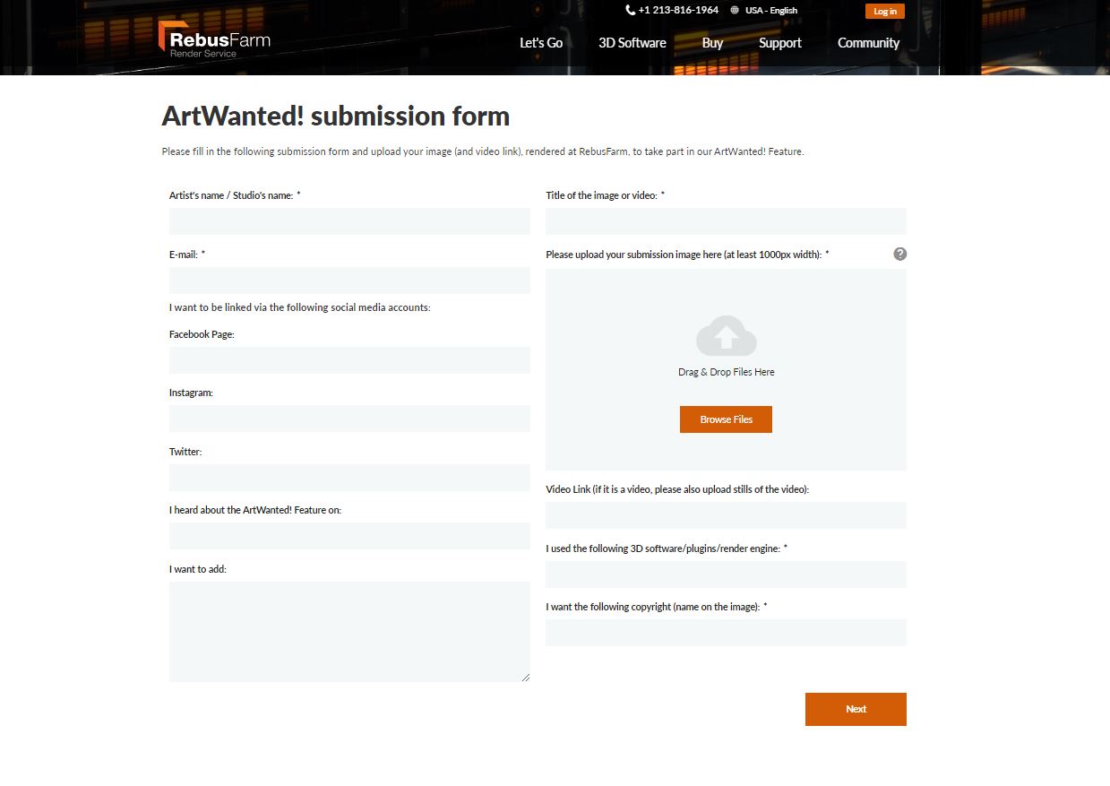 RebusFarm's ArtWanted! submission form
