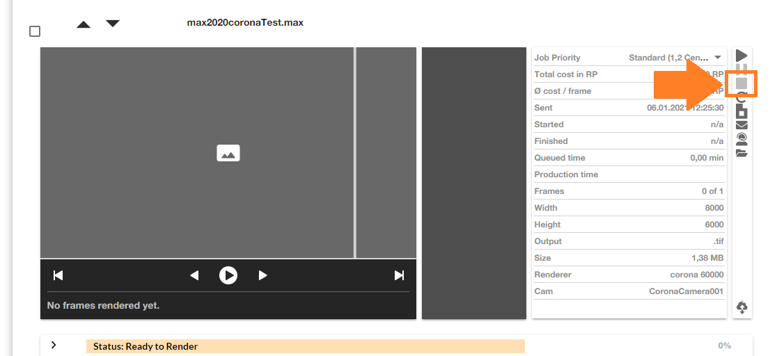 Render Farm ControlCenter - render job cancel button