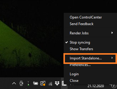 RebusDrop panel - import standalone option