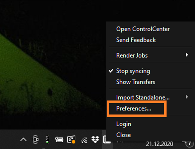 RebusDrop panel - preferences option