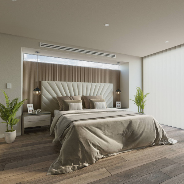 Rendering of modern bedroom 
