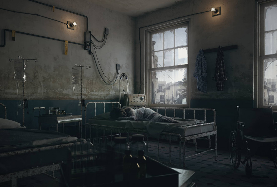 Little kid lying on the bed