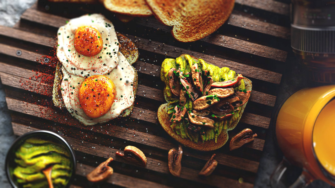 Morning breakfast avocado egg toast