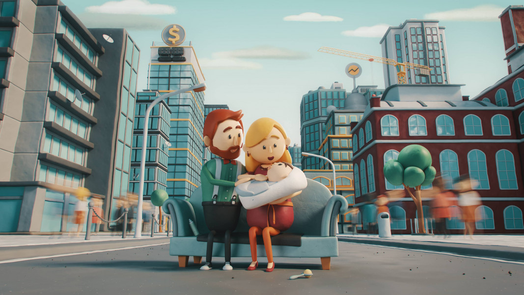 Rendered Couple with Baby