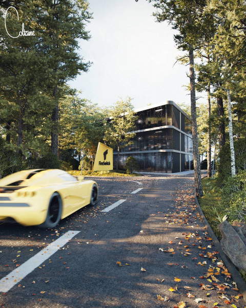 Rendered Car driving by