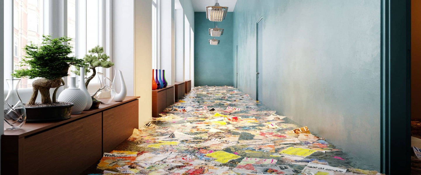 3D Hall with Water and magazines