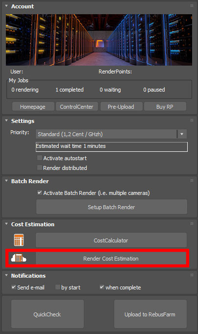 Render Cost Estimation in the Farminizer Software of the render farm